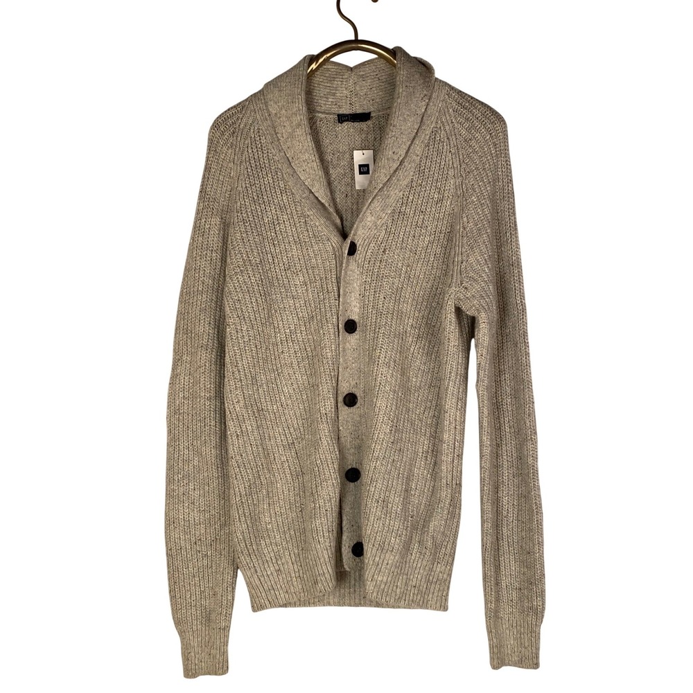 Gap Mens‎ Shawl Collar Cardigan Sweater  Donegal Wool Alpaca Blend Large NWT